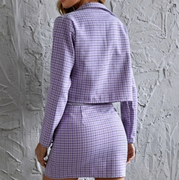 Lilac plaid jacket and skirt set - Picture 5 of 5